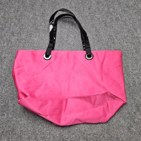 VTG Y2K Victorias Secret Tote Bag Pink Black Handles Beach Pool Carry 90s - Picture 4 of 12